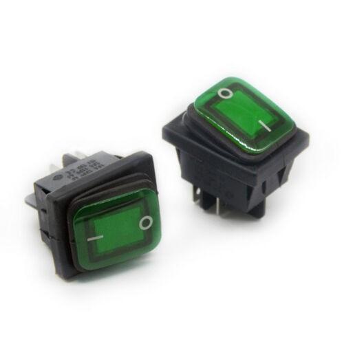Red/green Rectangle Illuminated On-Off Waterproof Rocker Switch 20A DPST IP67