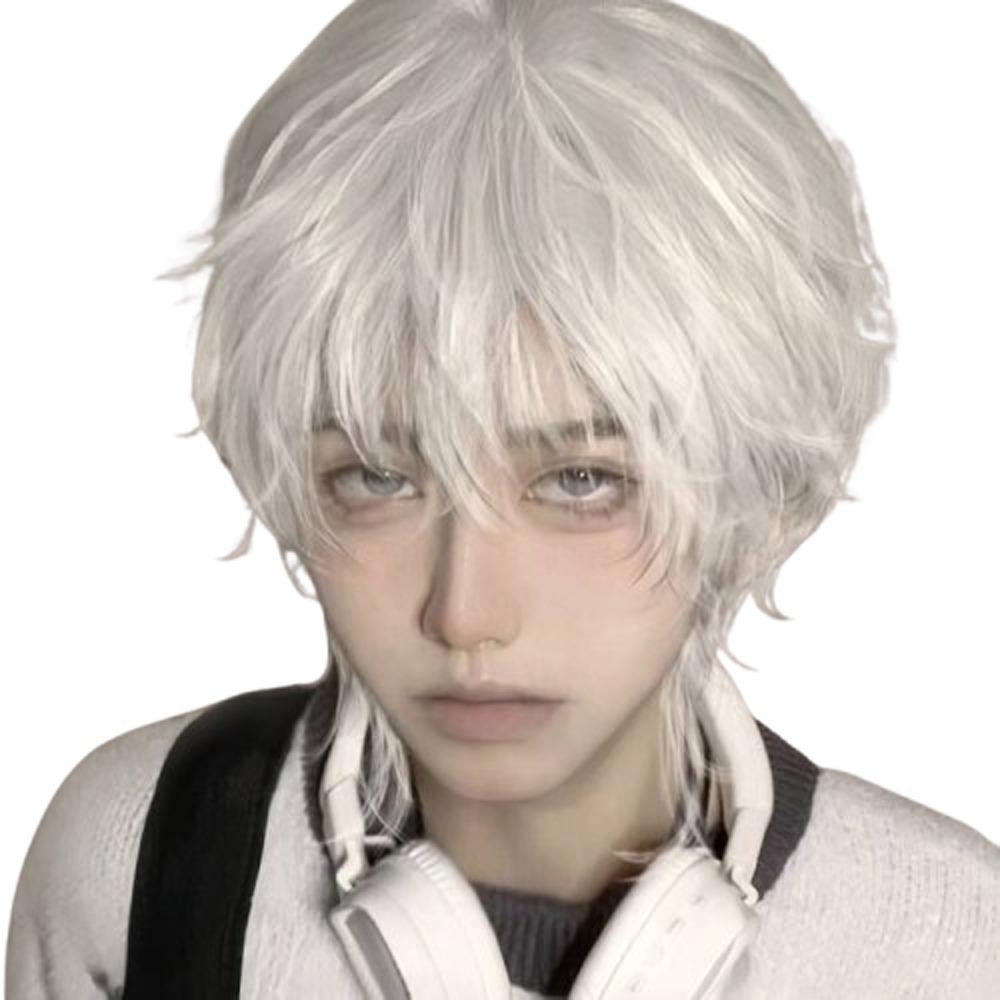 Heat Resistant Anime Men Wigs Synthetic Hair Male Cosplay Wig Full Head Short Straight Wig Party