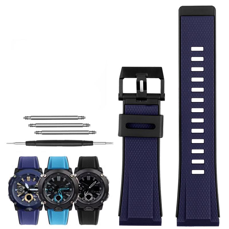 

Для часов Casio G-SHOCK ремешок GA-2000 GA2000 ga2200 водонепроницаемый спортивный смола силикон цепочка для часов Ремешок Черный Синий Красный 24мм 24mm темно-синий