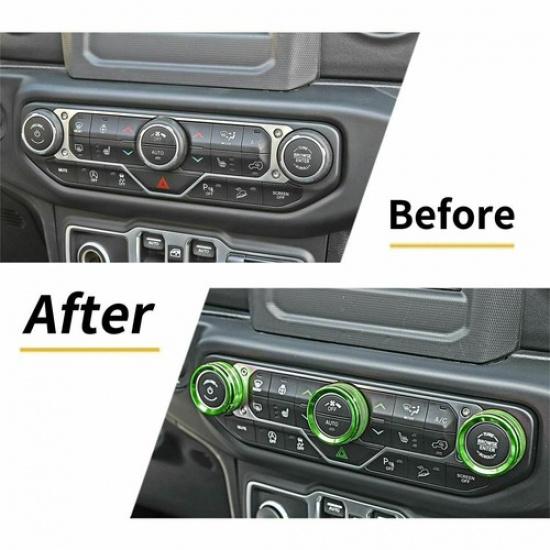 3XAir Condition Switch Knob Trim Ring Cover Green For Jeep Wrangler JL& JT 18+