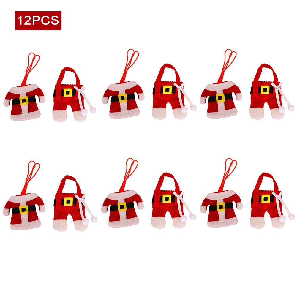 12PCS Xmas Cutlery Bag Santa Claus Knife Fork Storage Pocket Bag Christmas New Year Tableware Decorations Home Ornament