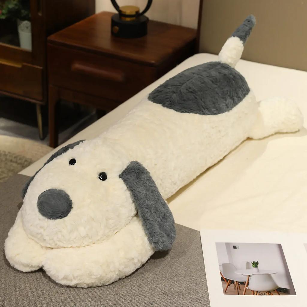 Kawaii Cartoon Puppy Long Pillow Soft Cozy Doggy Plush Doll Warm Lovely Sleeping Throw Pillow Lovely Home Decor Kids Companion