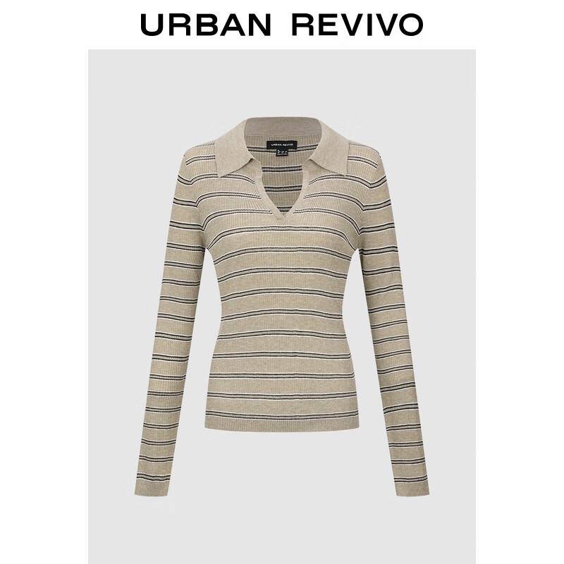 UR Women s Retro Striped Polo Knit Sweater M