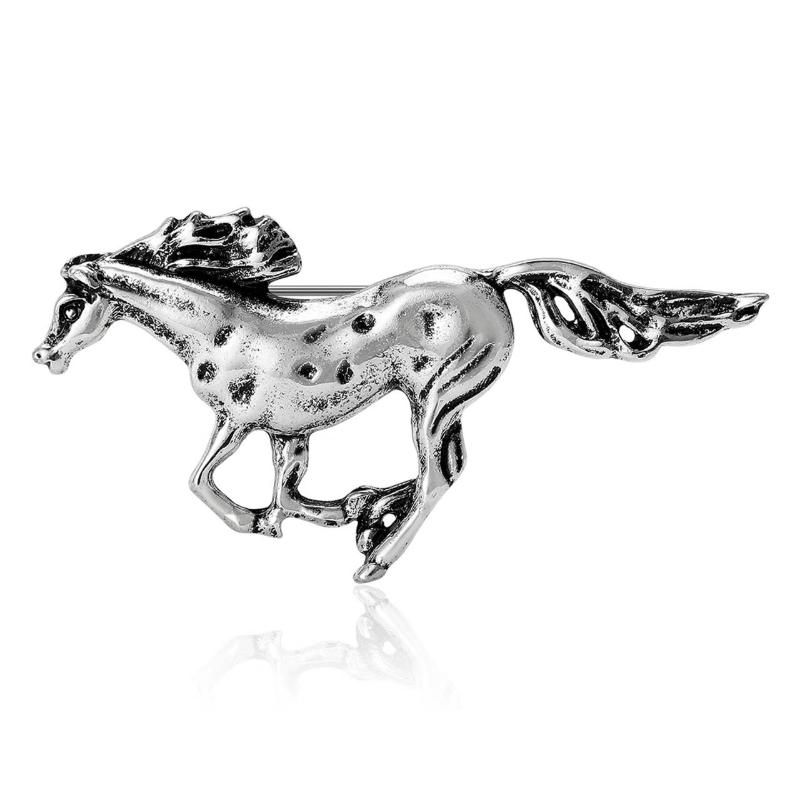Vintage Racing Horse Brooch Pins Jewelry Accessories Gift Animal Metal Badge Pin For Suit Gifts