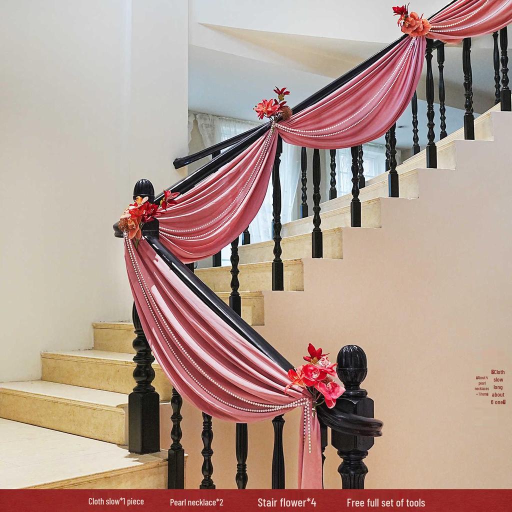 Double Happiness Wedding Stair Decor: Groom & Bride Side Pendant