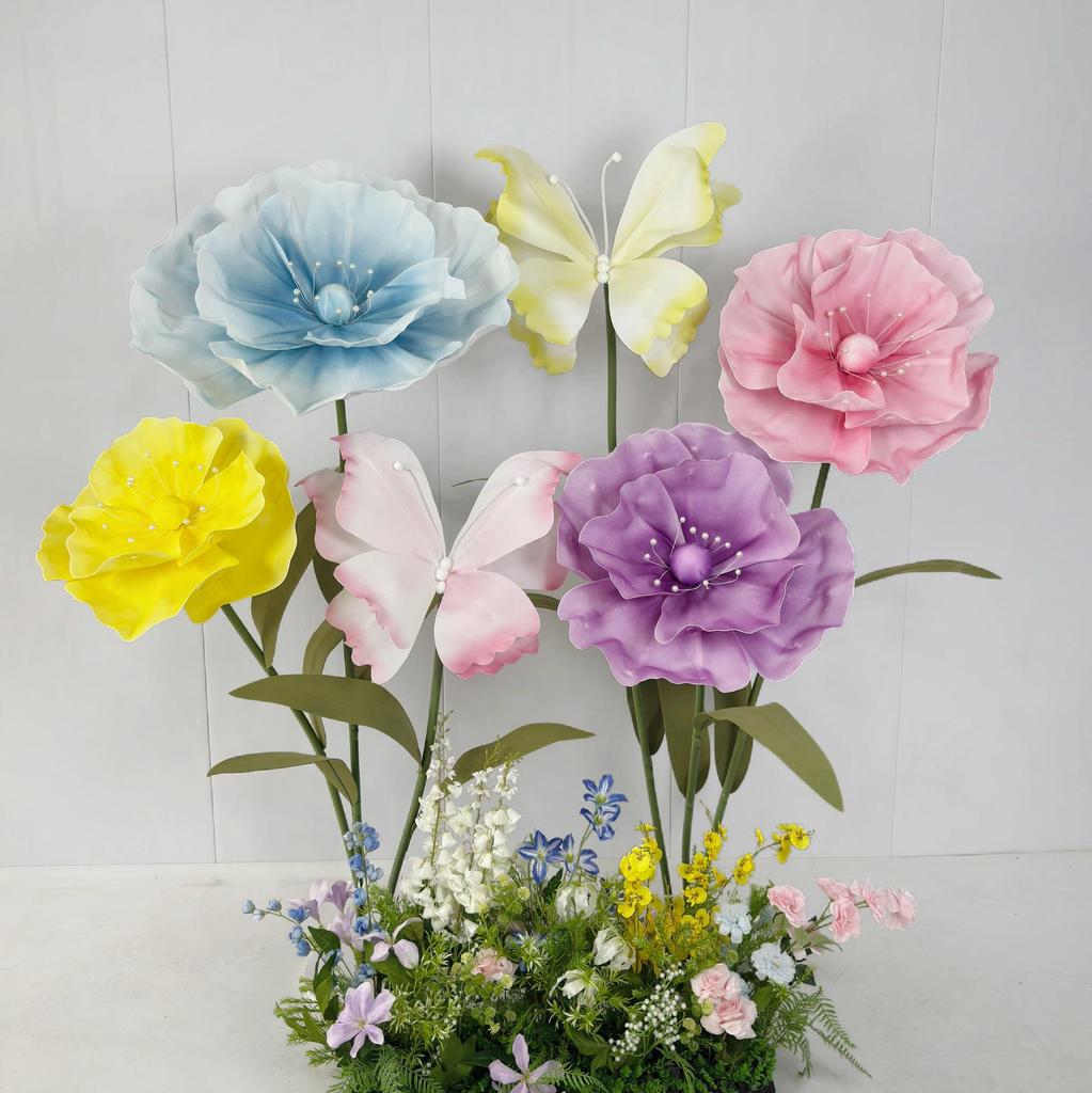 Large Poppy Paper Flower Art Stand for Weddings & Displays