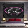 T-Rex with Neon Pink Circle Design Pattern Wall Hanging Tapestry Decorative Tapestry Home Decor for Bedroom and Living Room