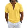 Chemise Polo Henley Casual à Manches Courtes et Col en V pour Homme Tissu Léger Respirant Haut d'Été