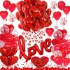 Link LOVE Letter Foil Balloon with Heart Balloons and Petals For Wedding Valentine's Day Anniversary Birthday Party Decoration