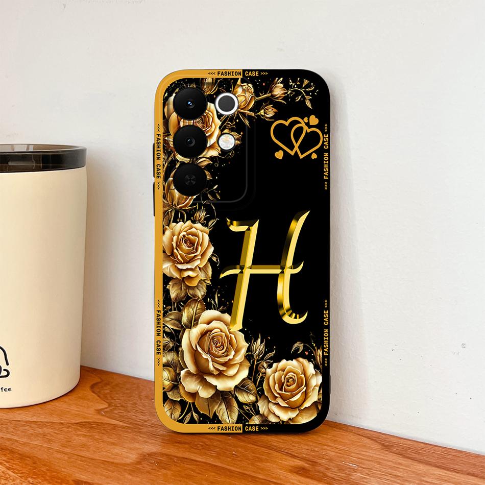 

For Realme C85 Pro Phone Cover Flowers Name Letters Soft Liquid Silicone Full Protection Case For Realme C 85 Shockproof Housing realme C85 5G