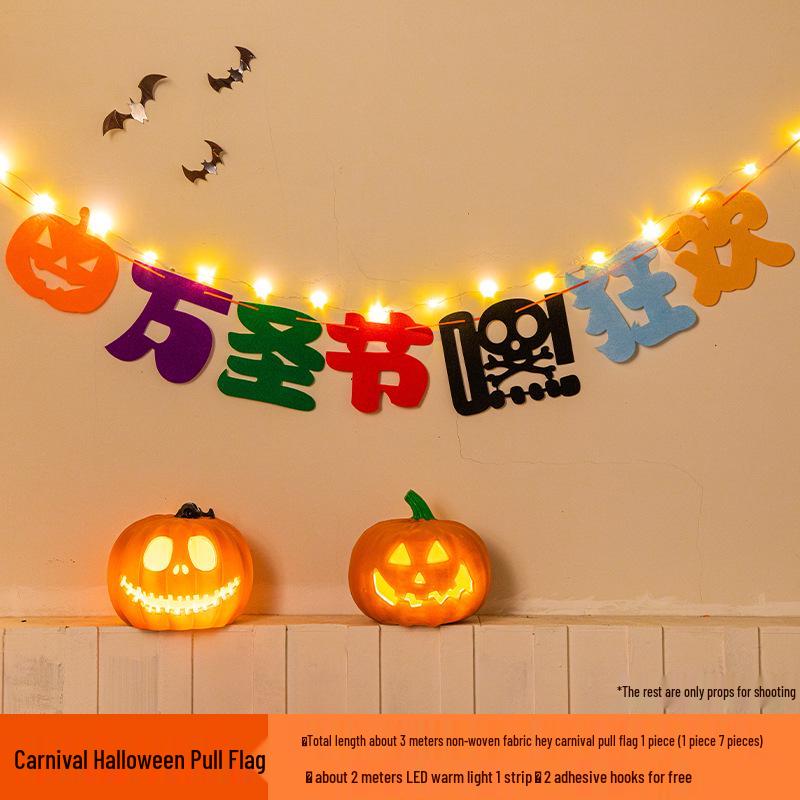 Luminous Halloween Party Pumpkin Bunting Decoration for Mall and Store Events