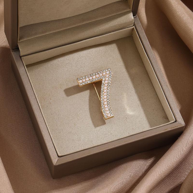 0-9 Number Brooches For Women Unisex Pearl Party Causal Clothes Pins Gifts Jewelry Trendy Accessories