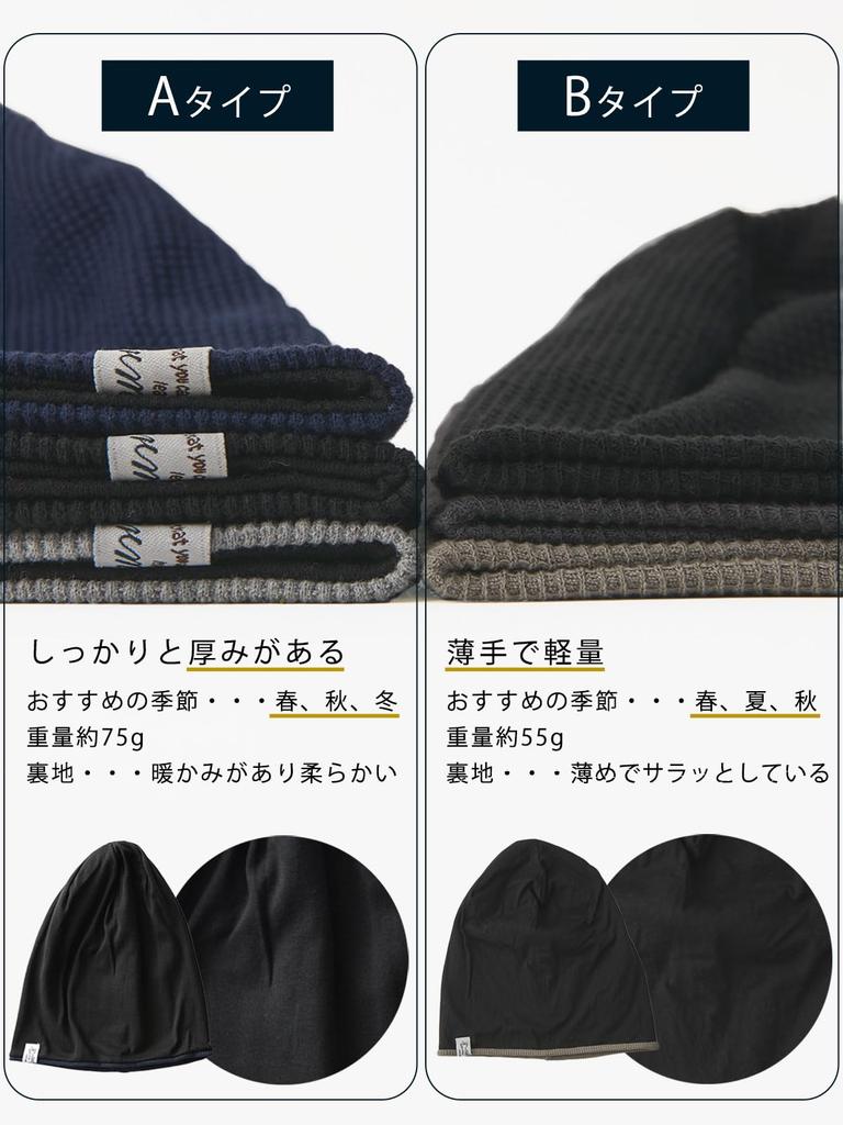 Waffle Fabric Watch Cap for Comfort Large Size Light Gray [CHARM] (100% Cotton) Year-Round (Free Size) Medical/Care Cap, [A]