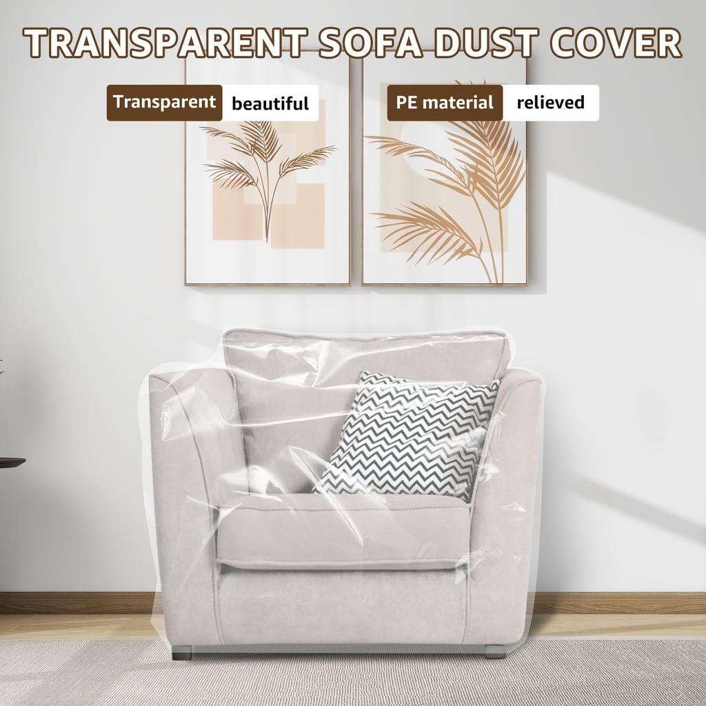 2Pcs Transparent Sofa Dust Cover Plastic Waterproof Recliner Protector Cover Multi purpose Furniture Protective Cover for Home