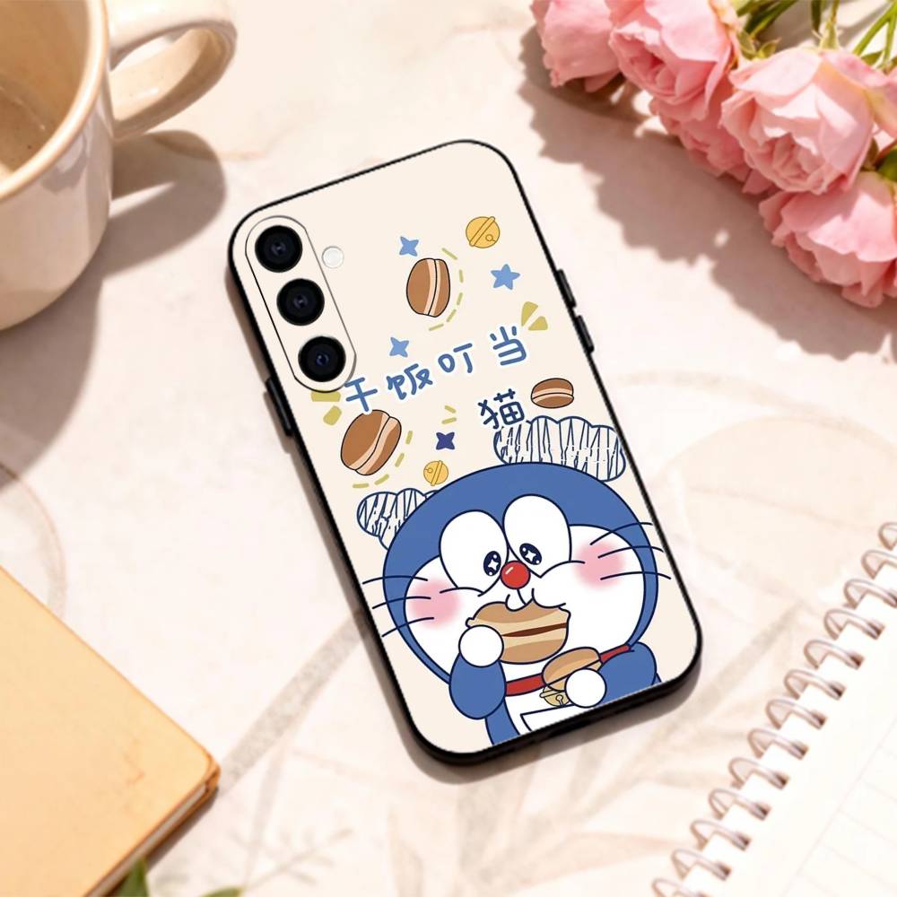 Cute Fat D-Doraemon Blue white   phone Case For Samsung Galaxy A73,A72,A71,A70,A53,A52,A51,Others Soft Black Shell