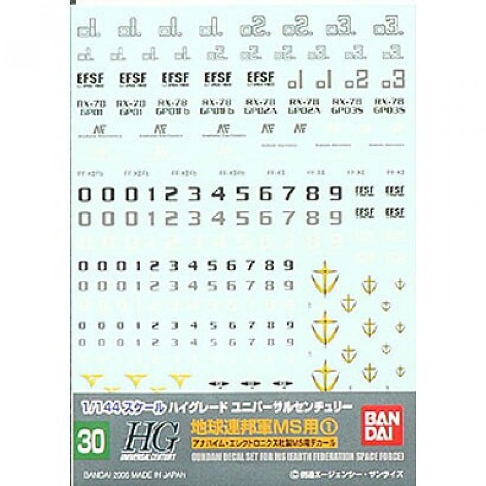 Bandai Gundam Decal Gd030 Hguc General Earth Federation Army Ms 1