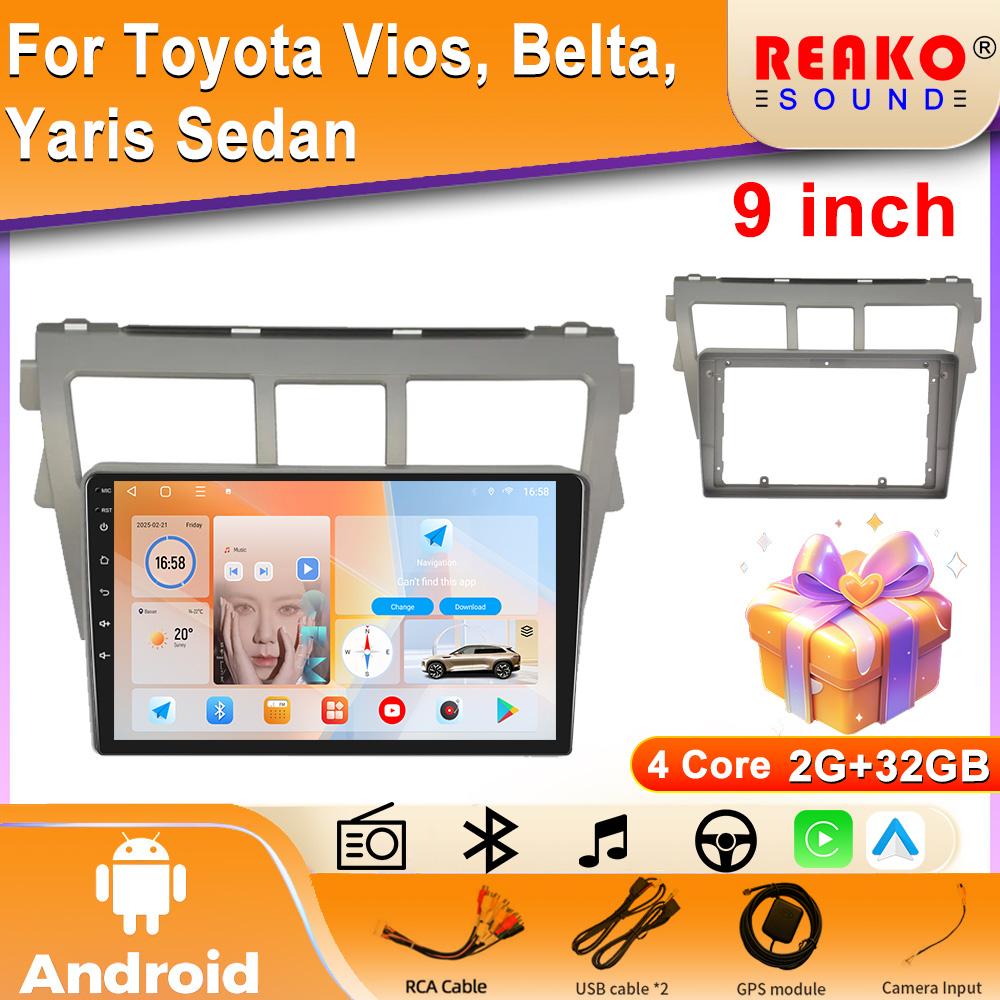 

2 Din Android Car Radio Multimedia Player для Toyota Vios, Belta, Yaris Sedan Stereo CarPlay wireless GPS tracker Head Unit 4 core 2GB+32GB carplay