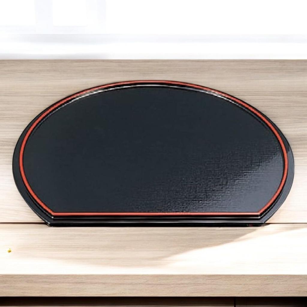 Weave Tray Black with Red Top Red Lacquerware Made In Japan J-kitchens 3-shaku Half-Moon (Tray) / Rim, Black, 39cm, (ABS Resin),
