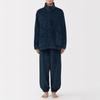 MUJI Men's Anti-Static Wearable Blanket, Stand-Up Collar Long Sleeve Pajamas, Dark Navy, Size XL (FB0ZBA5A)