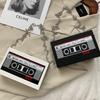 Women Vintage Satchel Bag Radio Shape Small Square Bag PU Leather Tape Recorder Print for Women Teen Girls