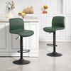 Bar Stools Set of 2, PU Leather Barstools with Backrest and Footrest for Kitchen, Counter, Breakfast Bar, Green