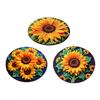 3D Sunflower Floor Mat Non-Slip Absorbent Bathroom Rug Quick-Dry Round Floral Area Rug for Farmhouse Bedroom Entryway Living Room