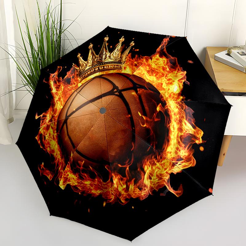 Sports Basketball King Folding Umbrella Auto-Open Design 8 Iron Ribs Plastic Handle Foldable Sunshade Perfect Christmas Gifts