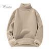 Men Winter Pullover Thickened Turtleneck Sweater Fleece Lined Warm Knitted Long Sleeve Top Casual Loose Fit for Home Office Street Wear Solid Color