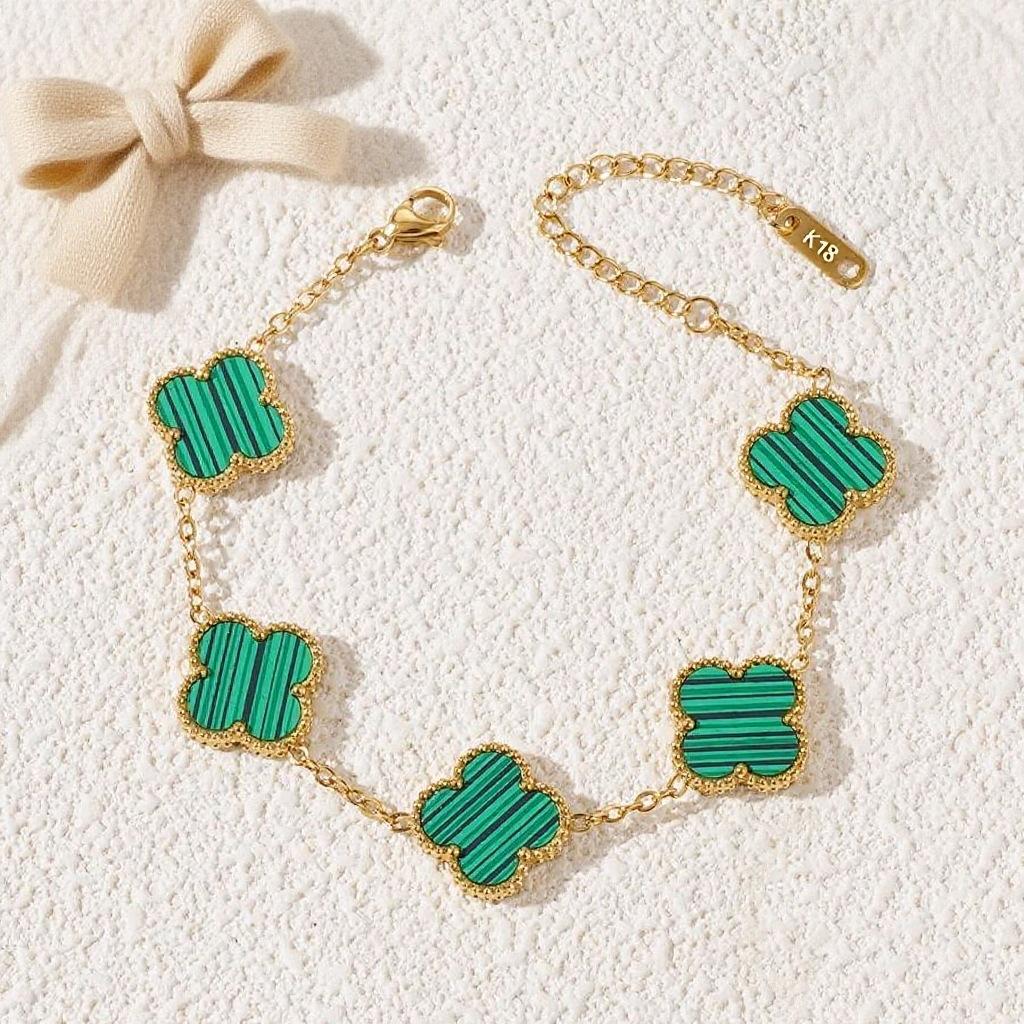 13mm Titanium Steel Lucky Four-Leaf Clover Bracelet - 18K Non-Fading Daily Wear Dopamine Jewelry