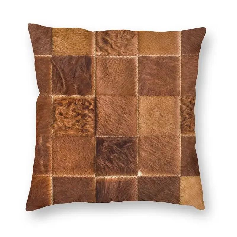 Faux Fur Modern Cowhide Texture Pillowcover Decoration Animal Hide Pattern Skin Leather Cushion Cover Throw Pillow Printing