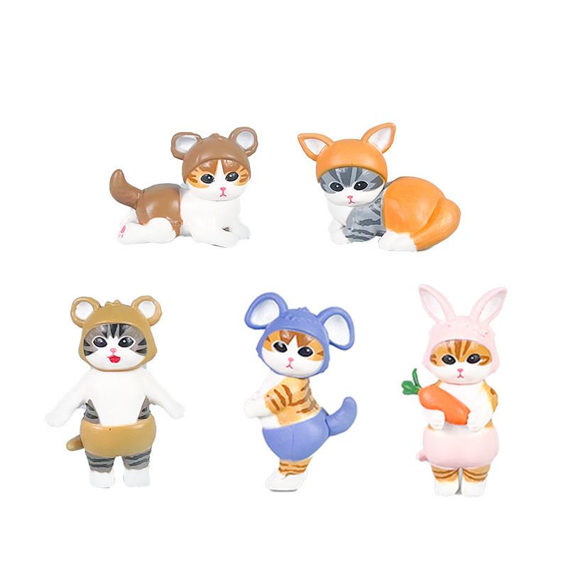 Cute Cat Mofusand Animal Costume Model Ornament Set For Desktop Decoration