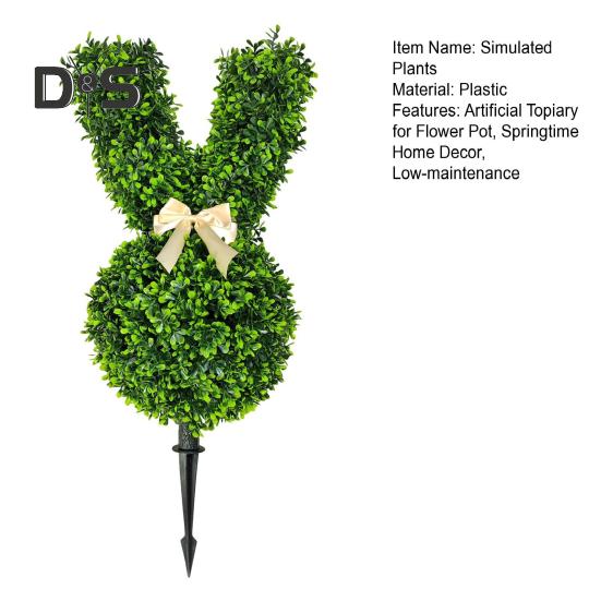 Sztuczny Króliczek Topiary Zielony Wielkanocny Królik Topiary Drzewo Sztuczna Zieleń Króliczek z Kolcem na Wielkanoc Wiosenny Ganek Patio Dekoracja Wewnątrz Na Zewnątrz