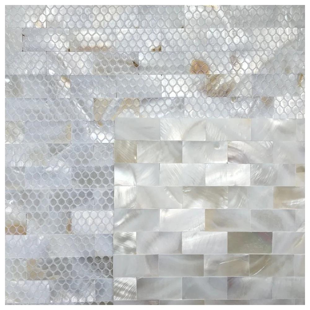 Premium Mother of Pearl Mosaic Tile Eco-Friendly Wall Art Natural Shell Kitchen Backsplash Bathroom Accent Walls 12x12 In 1-Pack