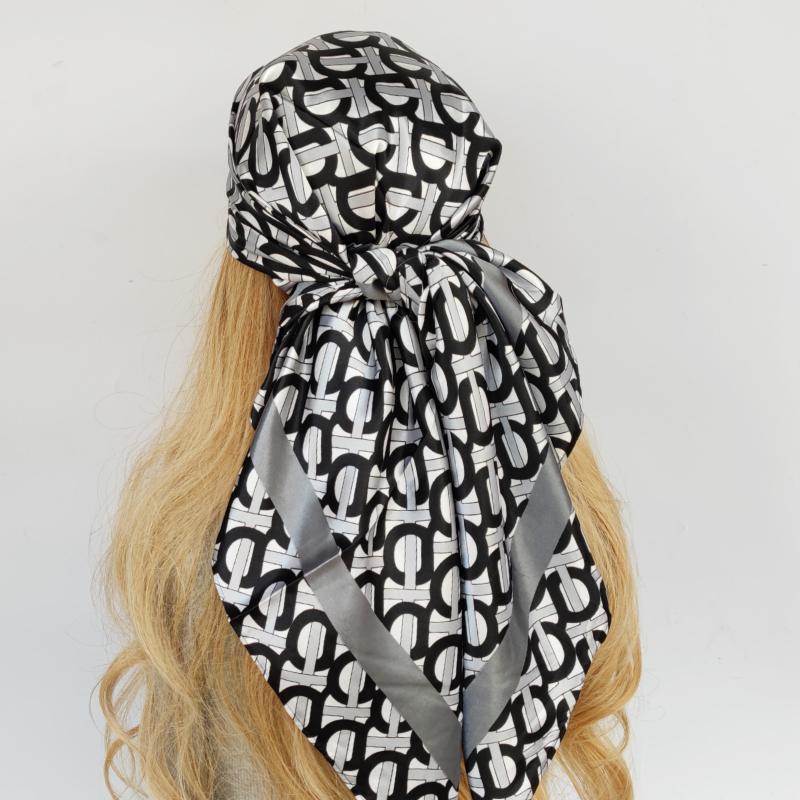 Lenço de Pescoço Xale Envoltórios Estampa Seda Cetim Cachecol quadrado Mulheres Muçulmanas Hijab Elegante Faixa de Cabelo Bandana design marca foulard