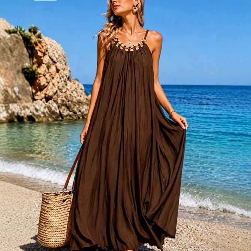 Europe, America, Amazon Cross-border Foreign Trade Suspender Skirt 2026 New Large Size Women's French Dress Women's Summer Dress