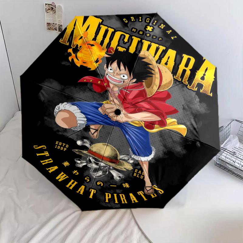 1 PC Automatic Folding Umbrella - One Piece Monkey D Luffy Pattern Portable Foldable Design With 8 Ribs Christmas Birthday Gifts