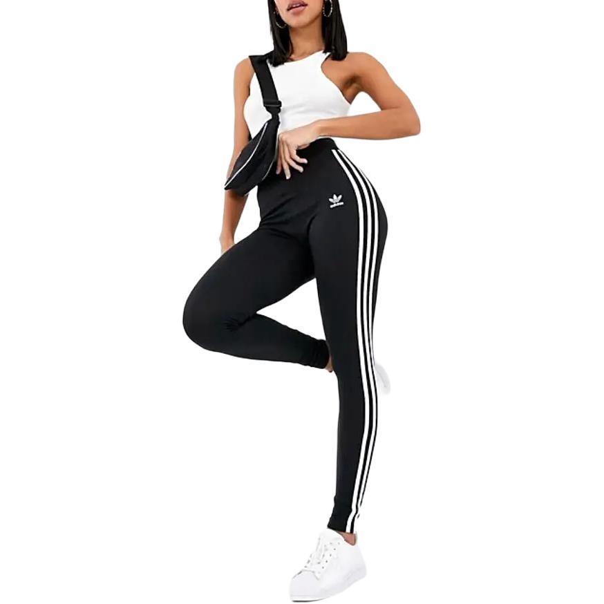 Adidas Originals 3 Stripes Tight Casual Butt-Lifting Side Stripe Leggings Women Leggings Black H09426