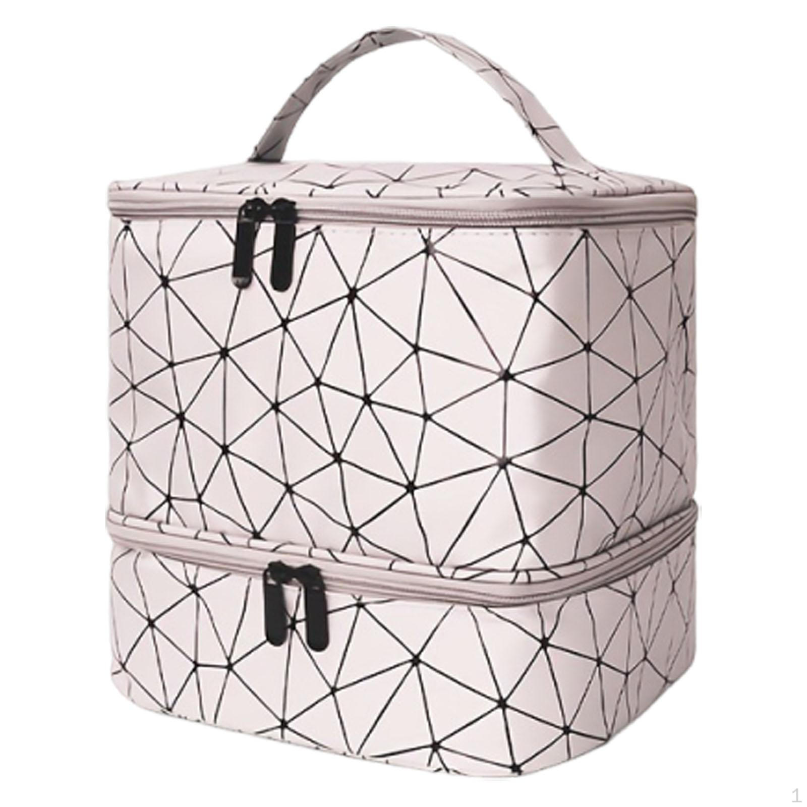 Nail Polish Organizer Case Makeup Bag Portable Travel Double Layer Removable Sponge Compartments