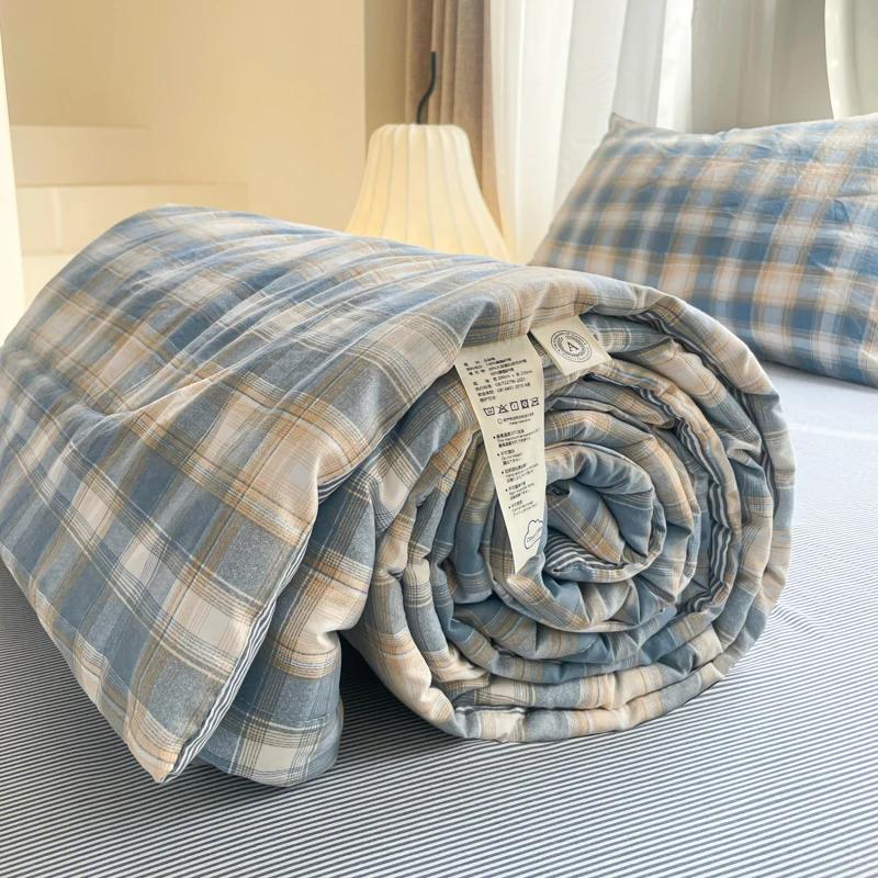Cotton Summer Quilt Air Conditioning Quilt Soybean Fiber Filling Thin Comforter Nordic Ins Style Duvet Blanket Bed Four Seasons