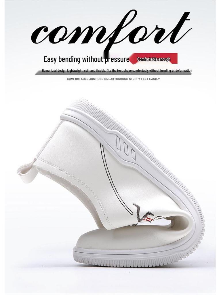 Men's Versatile Lightweight White Leather Slip-On Casual Shoes - Summer 2025 Collection