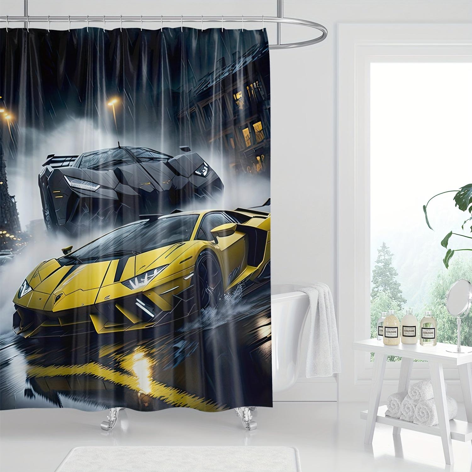 

Speedy sports car shower curtain - dynamic racing design, creating an elegant bathroom environment, unbeatable handsome feeling W90XH180cm