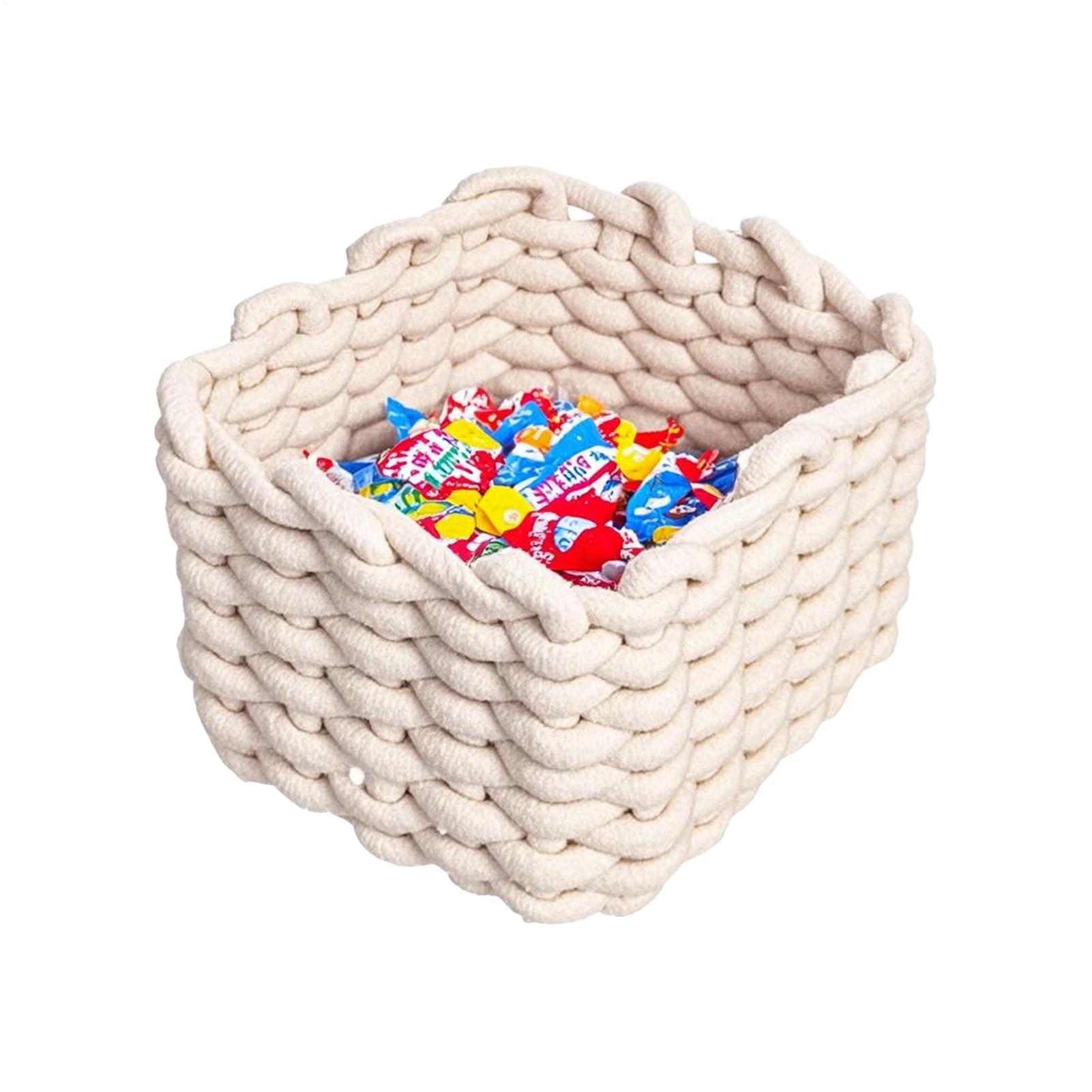

Woven Cotton Rope Storage Basket Woven Basket For Organizing Rectangle Desktop Kids Toy Bins Organizer Box For Remote Controls China Mainland