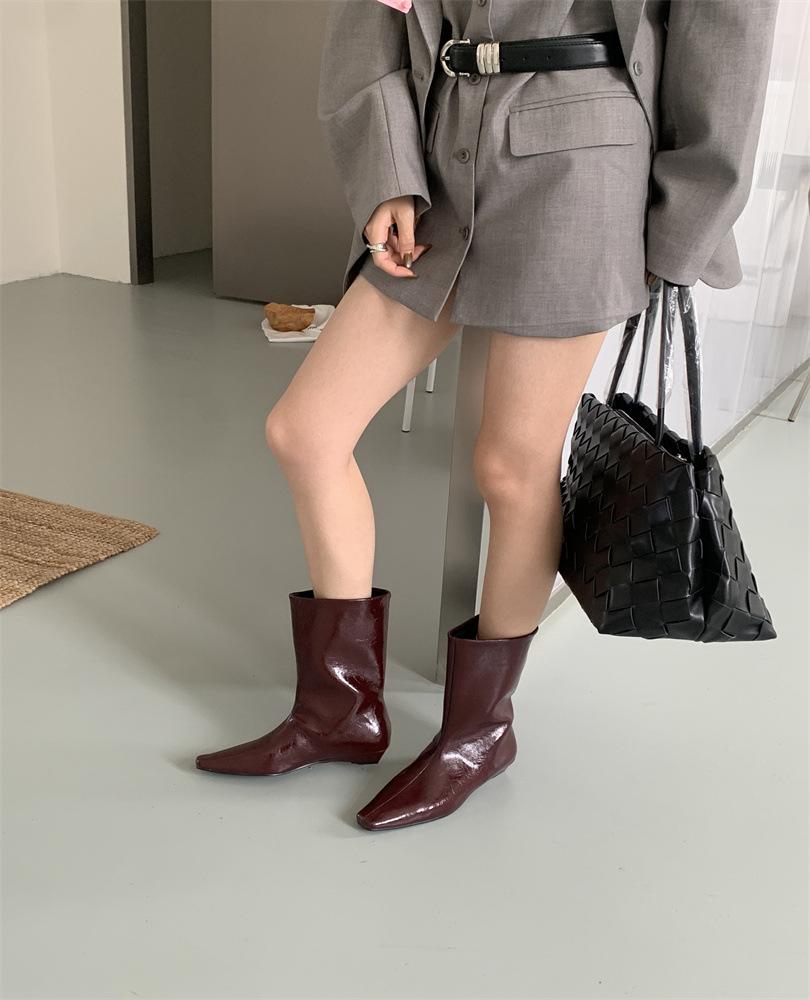 

Knight boots women s single boots autumn and winter 2025 new square head middle heel sleeve women s middle boots 40 бордовый