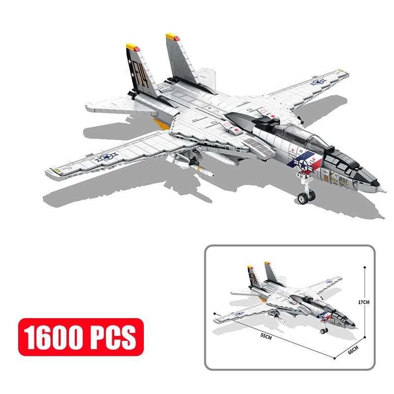 MOC Military Series Jump Jets F14 F16 F18 F22 F35 Aircraft Building Blocks War Fighter Model Bricks Toys For Children Boy Gifts