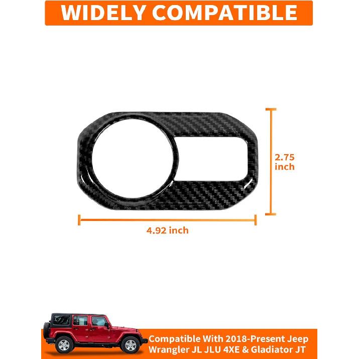 Savadicar Carbon Fiber Interior Accessories - Headlight Switch Trim for 2018-Present Jeep Wrangler JL JLU 4XE & Gladiator JT - Premium Texture