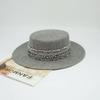 French retro oat wool woolen flat top top hat women's autumn and winter versatile British wide brim Panama camel felt hat