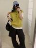 Korean style minimalist stand-collar sleeveless knit sweater for women, early spring new loose and simple button layering vest outerwear