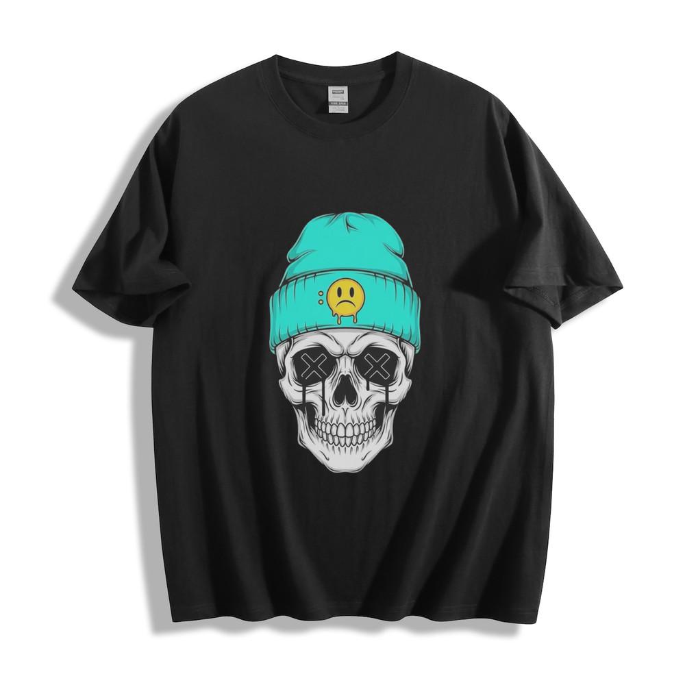 Unisex Skull Beanie Graphic Tee – Perfect Gift for Edgy Style Lovers