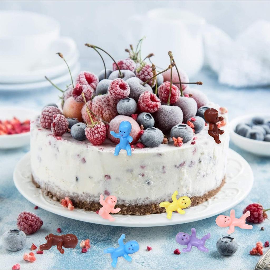 100 Stück 1 Zoll Mini-Kunststoff-Baby-Eiswürfel Baby-Puppe für Babyparty-Party-Spielzubehör Dekoration (In 10 Farben sortiert)