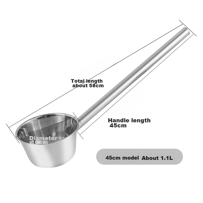 Jinyaoshi Stainless Steel Soup Ladle, Long Handle Water Scoop, Diameter 16cm, Handle Length 45cm, GK-SS450